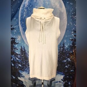 WYNNE LAYERS Marla Wynne Soft Cowl Neck Sleeveless Sweater in Ivory 1X